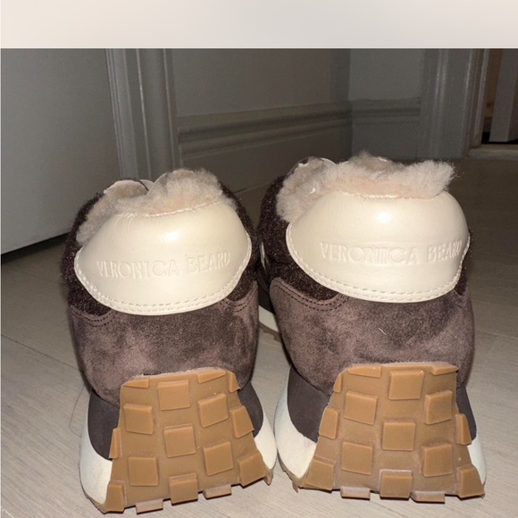 Veronica Beard Brown and White Shearling Lined Sneakers- NEVER WORN - Picture 2 of 5